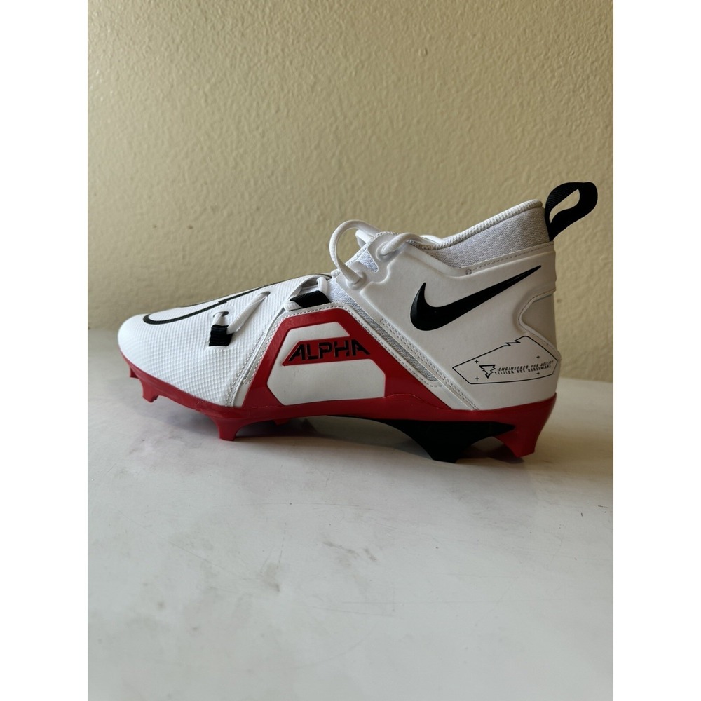 Nike Alpha Menace Pro 3 Football Cleat White Red CT6649-103 Men's Size 11.5